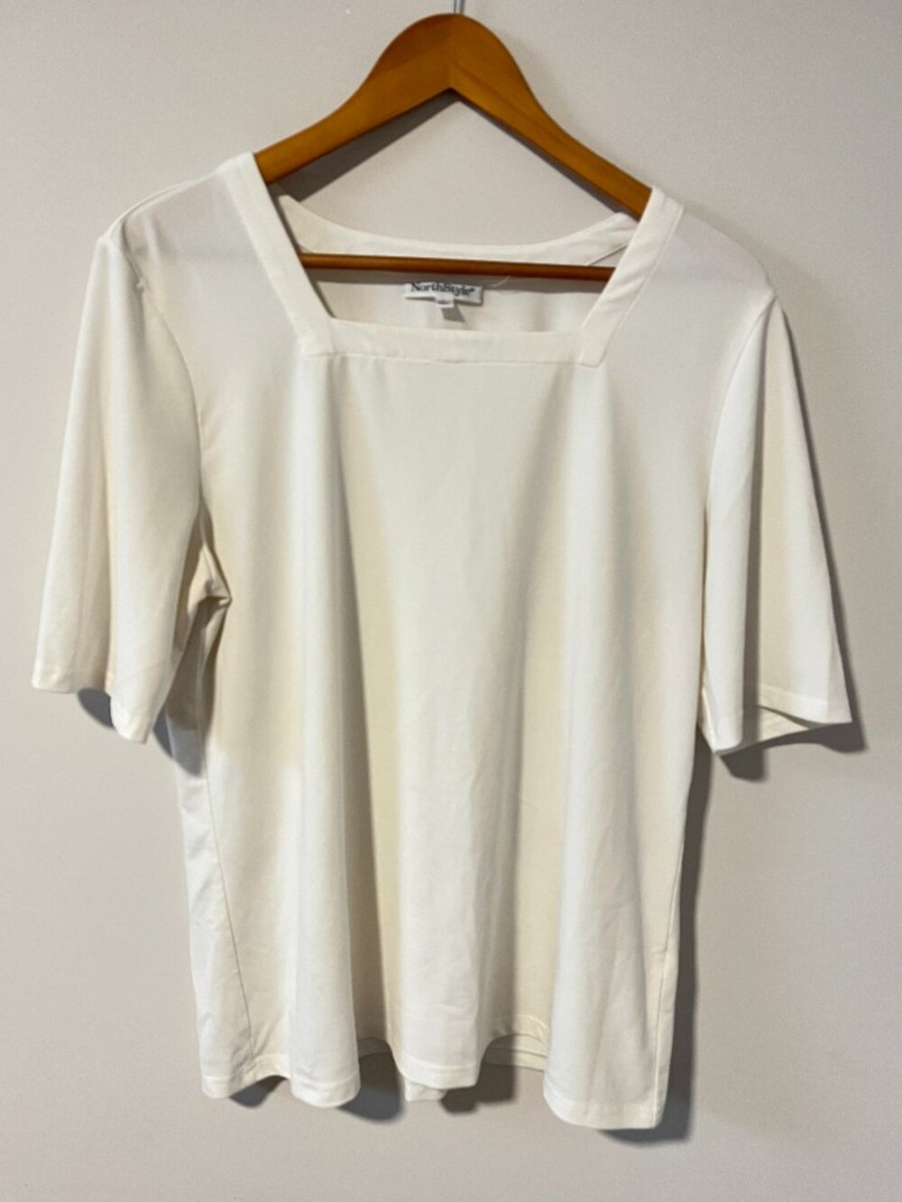Blouse Style Square Neck Short Sleeve Shirt Off White